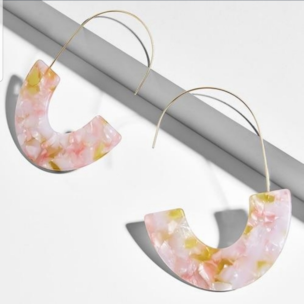 Bubble Gum Pink Crescent Resin Earrings